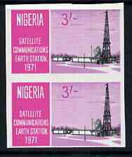 Nigeria 1971 Opening of Earth Satellite Station 3s Mast & Dish unmounted mint imperf pair, as SG 269, stamps on radio, stamps on satellites, stamps on communications