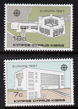 Cyprus 1987 Europa (Modern Architecture) set of 2 unmounted mint, SG 704-05*, stamps on europa      architecture    buildings