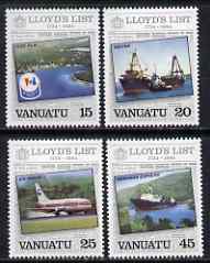 Vanuatu 1984 Lloyds List perf set of 4 unmounted mint SG 381-4, stamps on newspapers, stamps on ships, stamps on aviation, stamps on ports