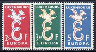 Luxembourg 1958 Europa set of 3 unmounted mint, SG 640-42*, stamps on europa