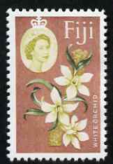 Fiji 1962-67 White Orchid 2s (with Value omitted)  'Maryland' perf 'unused' forgery, as SG 319 - the word Forgery is either handstamped or printed on the back and comes on a presentation card with descriptive notes, stamps on maryland, stamps on forgery, stamps on forgeries, stamps on orchids, stamps on flowers