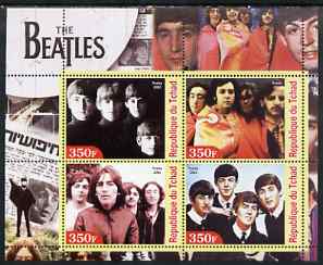 Chad 2003 Legendary Pop Groups - Beatles #1 perf sheetlet containing 4 values unmounted mint, stamps on personalities, stamps on entertainments, stamps on music, stamps on pops, stamps on rock, stamps on beatles
