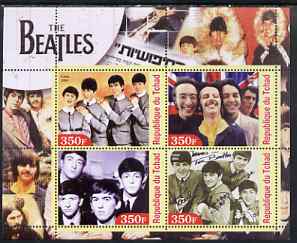 Chad 2003 Legendary Pop Groups - Beatles #3 perf sheetlet containing 4 values unmounted mint, stamps on personalities, stamps on entertainments, stamps on music, stamps on pops, stamps on rock, stamps on beatles