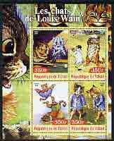 Chad 2003 The Cats of Louis Wain perf sheetlet containing 4 values unmounted mint, stamps on arts, stamps on cats, stamps on snooker, stamps on golf, stamps on sport