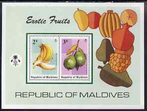 Maldive Islands 1975 Fruits perf m/sheet unmounted mint, SG MS567, stamps on food, stamps on fruit, stamps on guavas, stamps on bananas, stamps on 