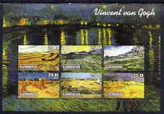 Gambia 2003 Paintings by Vincent Van Gogh perf sheetlet containing 6 values, unmounted mint, stamps on arts, stamps on van gogh