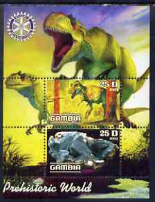 Gambia 2003 Prehistoric World perf sheetlet containing 2 values with Rotary logo, unmounted mint, stamps on dinosaurs, stamps on rotary