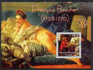 Congo 2004 Paintings by Francois Boucher perf souvenir sheet with Rotary Logo, unmounted mint, stamps on arts, stamps on nudes, stamps on boucher, stamps on rotary