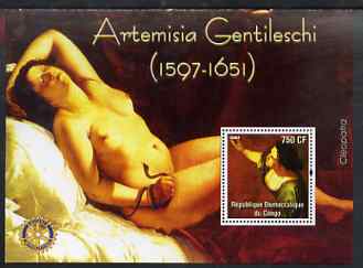 Congo 2004 Paintings by Artemisia Gentileschi perf souvenir sheet with Rotary Logo, unmounted mint, stamps on arts, stamps on nudes, stamps on rotary, stamps on gentileschi