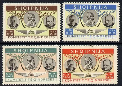 Albania 1949 Churchill & Roosevelt set of 4 values unmounted mint, stamps on churchill, stamps on personalities, stamps on americana, stamps on teddy bears, stamps on usa presidents