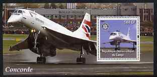 Congo 2004 Concorde #2 perf souvenir sheet with Rotary Logo, unmounted mint, stamps on aviation, stamps on concorde, stamps on rotary