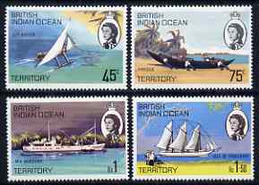 British Indian Ocean Territory 1969 Ships of the Islands perf set of 4 unmounted mint, SG 32-35, stamps on ships, stamps on canoes