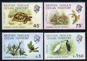 British Indian Ocean Territory 1971 Aldabra Nature Reserve perf set of 4 unmounted mint, SG 36-39, stamps on wildlife, stamps on tortoises, stamps on reptiles, stamps on lily, stamps on flowers, stamps on herons, stamps on birds, stamps on insects