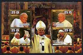 Gambia 2003 Pope John Paul II perf sheetlet containing 4 values embossed in gold foil, unmounted mint, stamps on , stamps on  stamps on personalities, stamps on  stamps on pope, stamps on  stamps on religion
