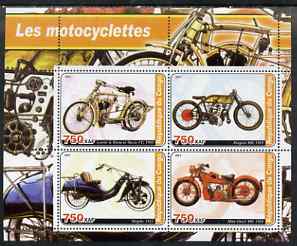 Congo 2003 Early Motorcycles #2 perf sheetlet containing set of 4 values unmounted mint, stamps on motorbikes
