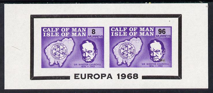 Calf of Man 1968 Europa opt on Churchill imperf m/sheet (8m & 96m violet) (Rosen CA110MS) very slight disturbance to gum otherwise unmounted mint, stamps on churchill  europa  maps  personalities