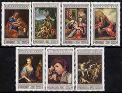 Mongolia 1968 20th Anniversary of UNESCO - Paintings by Europen Masters perf set of 7 unmounted mint, SG 498-504, stamps on unesco, stamps on arts, stamps on 