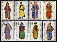 Mongolia 1969 Mongolian Costumes perf set of 8 unmounted mint, SG 515-22, stamps on costumes