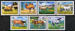 Mongolia 1971 Livestock Breeding perf set of 7 unmounted mint, SG 635-41, stamps on animals, stamps on camels, stamps on sheep, stamps on ovine, stamps on goats, stamps on ovine, stamps on horses, stamps on yaks