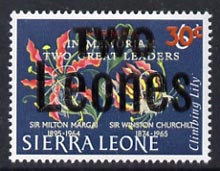 Sierra Leone 1964-66 Surcharged 5th issue 2L on 30c on 6c (Churchill opt on Lily) unmounted mint SG 365*, stamps on churchill, stamps on flowers