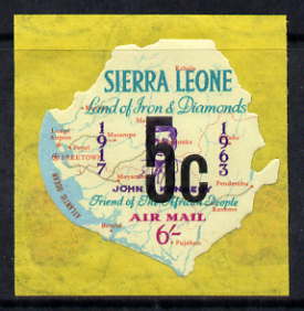 Sierra Leone 1964-66 Surcharged 4th issue 5c on 6s (Kennedy & Map) unmounted mint SG 364*, stamps on kennedy, stamps on maps