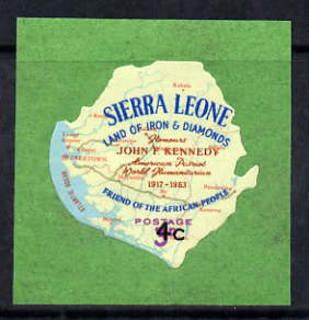 Sierra Leone 1964-66 Surcharged 2nd issue 4c on 3d (Kennedy & Map) unmounted mint SG 330*, stamps on kennedy, stamps on maps