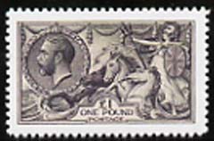 Great Britain 1913-19 Seahorse £1  Maryland perf forgery unused, as SG 403 - the word Forgery is either handstamped or printed on the back and comes on a presentation ca..., stamps on maryland, stamps on forgery, stamps on forgeries, stamps on , stamps on  kg5 , stamps on , stamps on horses