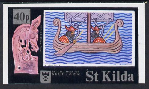 St Kilda 1971 Ships (Viking Ship) imperf souvenir sheet (40p on 7s6d value) unmounted mint, stamps on ships, stamps on vikings, stamps on figureheads