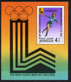 Mongolia 1980 Lake Placid Winter Olympics perf m/sheet (Ice Skating) unmounted mint, SG MS 1257, stamps on olympics, stamps on ice skating, stamps on 