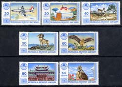 Mongolia 1983 Tourism perf set of 7 values unmounted mint SG 1524-30, stamps on tourism, stamps on aviation, stamps on deer, stamps on argali, stamps on eagles, stamps on birds of prey, stamps on museums