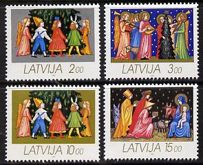 Latvia 1992 Christmas set of 4 unmounted mint, SG 363-66*, stamps on christmas, stamps on angels