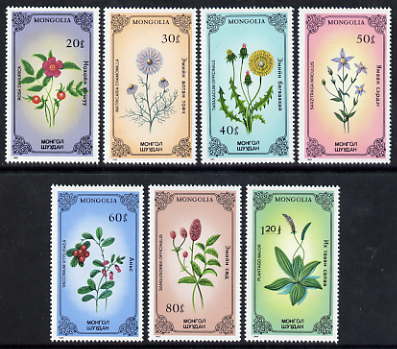 Mongolia 1985 Plants perf set of 7 unmounted mint, SG 1689-95, stamps on flowers
