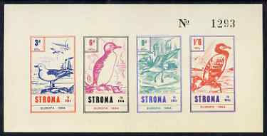Stroma 1964 Europa (Birds) imperf sheetlet containing set of 4 on buff paper unmounted mint, stamps on europa, stamps on birds, stamps on gull, stamps on cormorant, stamps on petrel, stamps on guillemot