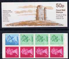 Great Britain 1981-82 Follies #3 (Paxtons Tower) 50p booklet complete, SG FB19, stamps on buildings, stamps on towers