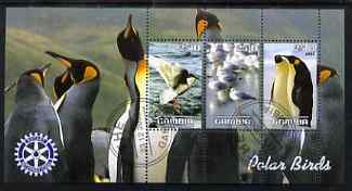 Gambia 2003 Polar Birds perf sheetlet containing 3 values with Rotary logo, fine cto used, stamps on , stamps on  stamps on birds, stamps on  stamps on polar, stamps on  stamps on penguins, stamps on  stamps on rotary