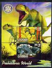 Gambia 2003 Prehistoric World perf sheetlet containing 2 values with Rotary logo, fine cto used, stamps on , stamps on  stamps on dinosaurs, stamps on  stamps on rotary