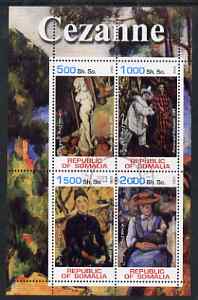 Somalia 2002 Cezanne Paintings perf sheetlet containing 4 values, fine cto used , stamps on arts, stamps on cezanne