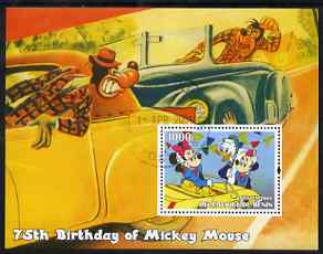 Benin 2004 75th Birthday of Mickey Mouse - Minnie in a Car perf m/sheet fine cto used, stamps on disney, stamps on films, stamps on movies, stamps on cinema, stamps on cars