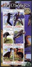 Somalia 2002 Dinosaurs (Birds) perf sheetlet #5 containing six values each with Rotary Logo, fine cto used, stamps on dinosaurs, stamps on birds, stamps on rotary