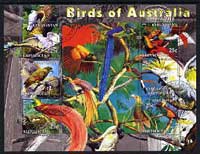 Kyrgyzstan 2004 Fauna of the World - Birds of Australia perf sheetlet containing 6 values cto used, stamps on animals, stamps on parrots, stamps on birds, stamps on paradise, stamps on 