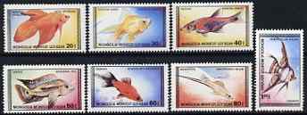 Mongolia 1987 Aquarium Fishes perf set of 7 values unmounted mint, SG 1808-14, stamps on fish