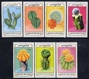 Mongolia 1989 Cacti perf set of 7 values unmounted mint, SG 2022-28, stamps on cacti, stamps on flowers