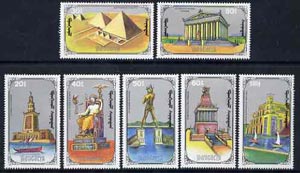 Mongolia 1990 Seven Wonders of the World perf set of 7 values unmounted mint SG 2146-52, stamps on history, stamps on heritage, stamps on ancient greece, stamps on lighthouses, stamps on pyramids