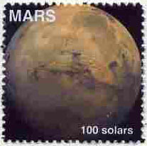 Planet Mars (Fantasy) 100 solars perf label for inter-galactic mail unmounted mint on ungummed paper, stamps on space, stamps on planets, stamps on cinderella, stamps on sci-fi