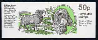 Great Britain 1982-83 Rare Farm Animals #4 (Orkney Sheep) 50p booklet complete, SG FB26, stamps on farming, stamps on animals, stamps on ovine, stamps on sheep
