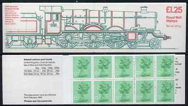 Great Britain 1983 Railway Engines #1 (GWR Isambard Kingdom Brunel) Â£1.25 folded booklet with margin at left SG FK5A, stamps on railways