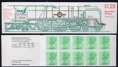Great Britain 1983 Railways Engines #4 (SR/BR Clan Line) Â£1.25 folded booklet with margin at left SG FK8A, stamps on railways