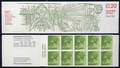 Great Britain 1979-81 Industrial Archaeology Series #2 (Beetle Mill, Ireland) Â£1.20 folded booklet with margin at left SG FJ1A, stamps on mills, stamps on weaving