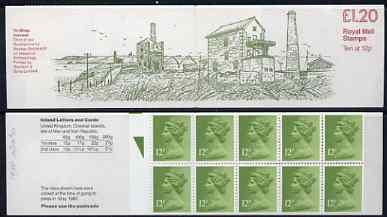 Great Britain 1979-81 Industrial Archaeology Series #3 (Tin Mine, Cornwall) Â£1.20 folded booklet with margin at left SG FJ2A, stamps on mining, stamps on  tin , stamps on 