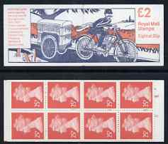 Great Britain 1993-94 Postal Vehicles #1 (Motorised Cycle-Carrier) Â£2 folded booklet complete, SG FW1, stamps on postal, stamps on bicycles